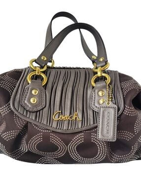 COACH Ashley Dotted Op Art H1282-F20015 Gathered Satchel Bag *Missing Strap*